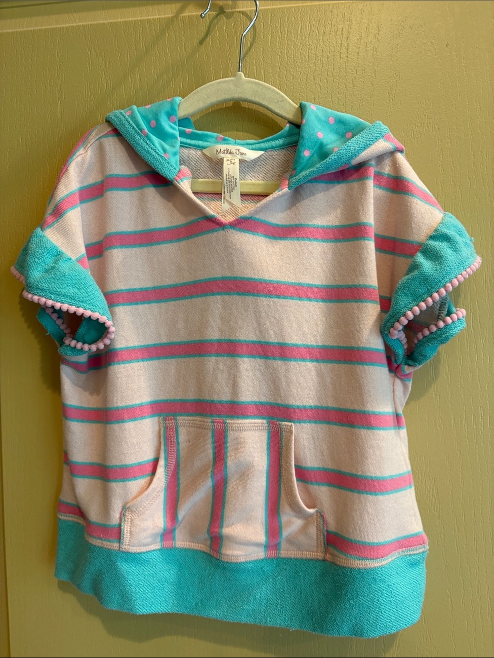 Matilda Jane Pink & Teal Striped Hooded Pullover